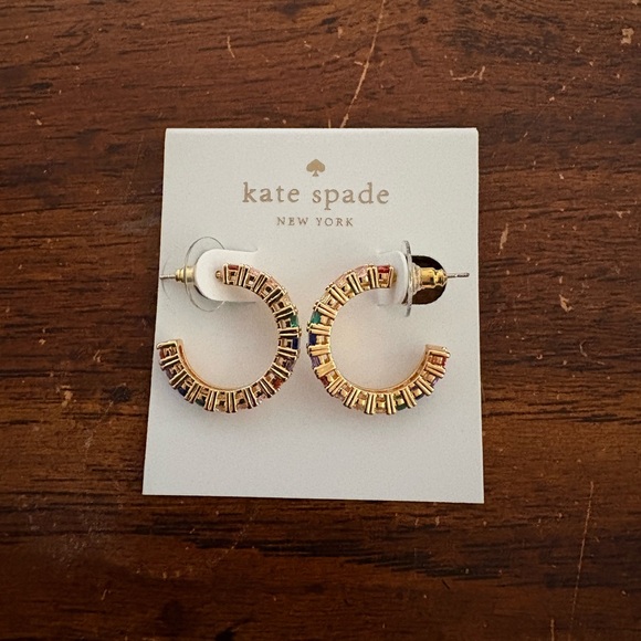 kate spade Jewelry - Kate Spade Gold Hoop Earrings with Colorful Accents